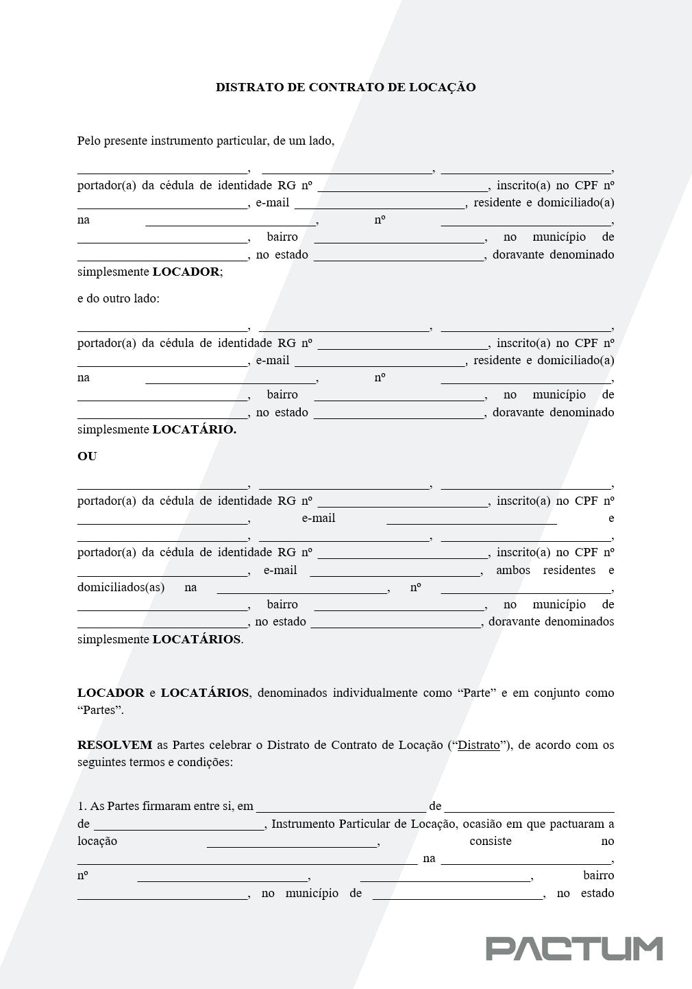 CONTRATO DE LOCAÇÃO - ASSINATURA