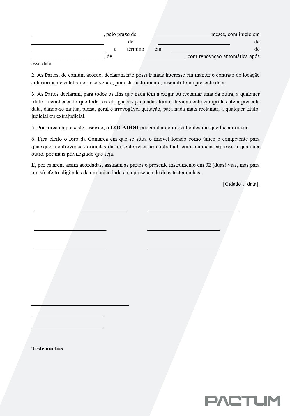 CONTRATO DE LOCAÇÃO - ASSINATURA