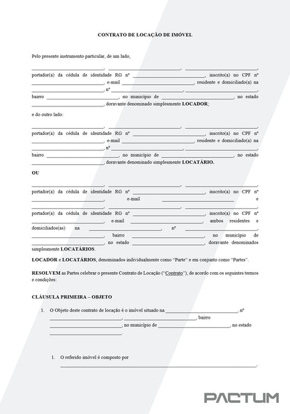 CONTRATO DE LOCAÇÃO DE IMÓVEL - ASSINATURA