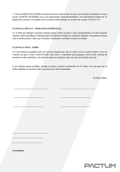 CONTRATO DE LOCAÇÃO DE IMÓVEL - ASSINATURA