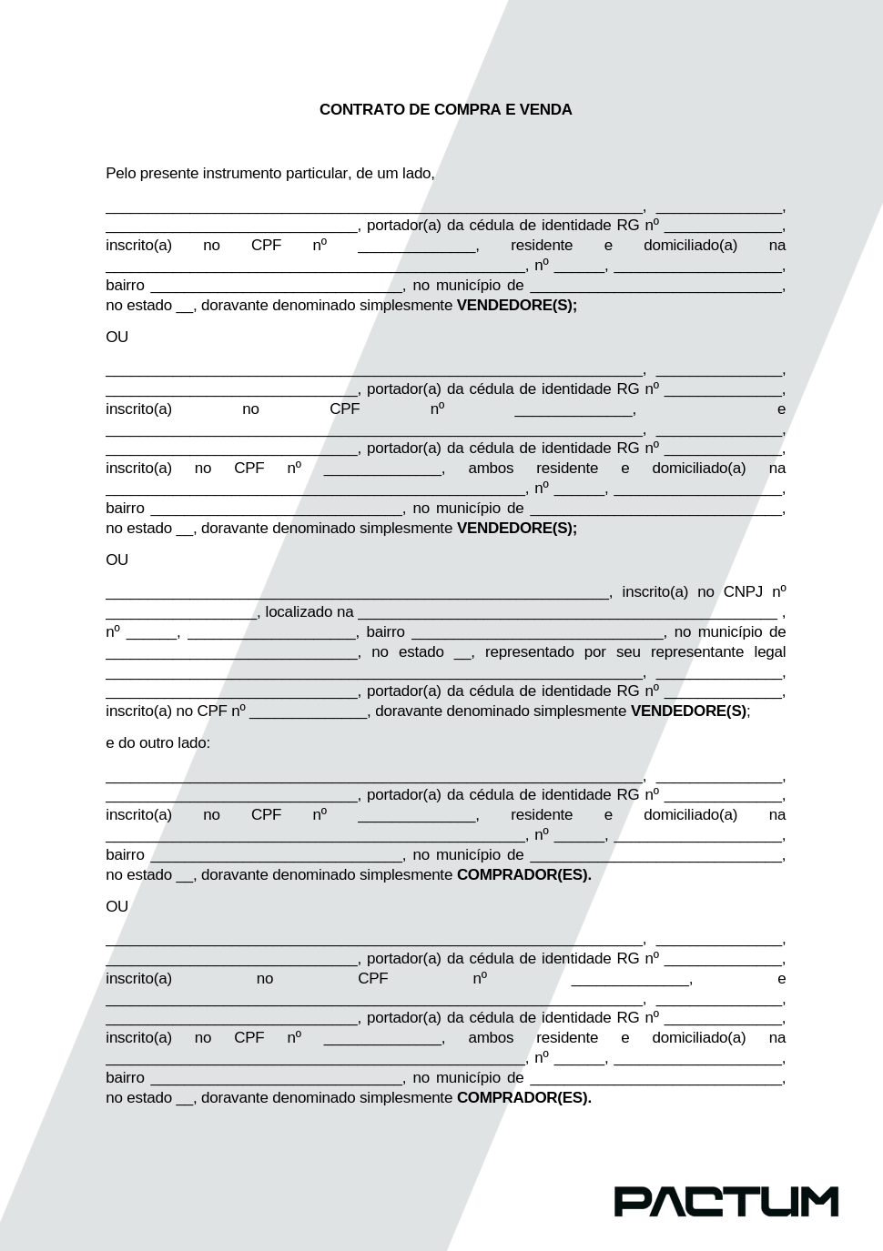 CONTRATO DE COMPRA E VENDA A VISTA - ASSINATURA