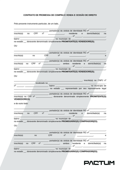 CONTRATO DE PROMESSA DE COMPRA E VENDA E CESSÃO DE DIREITO - ASSINATURA