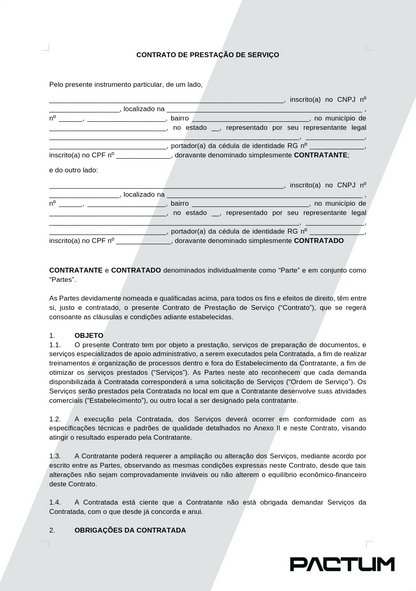 CONTRATO DE PRESTAÇÃO DE SERVIÇO - ASSINATURA