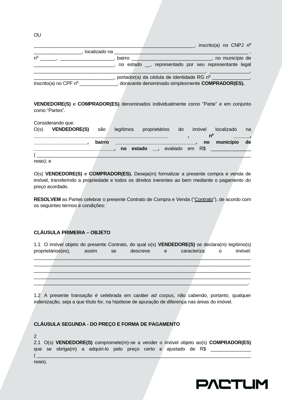 CONTRATO DE COMPRA E VENDA A VISTA - ASSINATURA