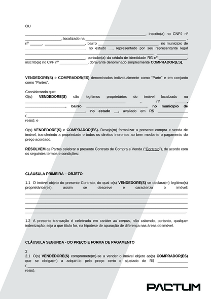CONTRATO DE COMPRA E VENDA A VISTA - ASSINATURA