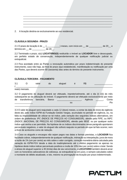 CONTRATO DE LOCAÇÃO DE IMÓVEL - ASSINATURA