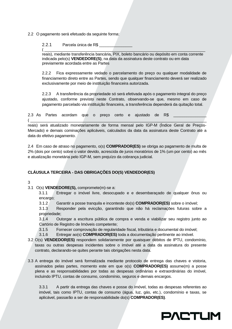 CONTRATO DE COMPRA E VENDA A VISTA - ASSINATURA