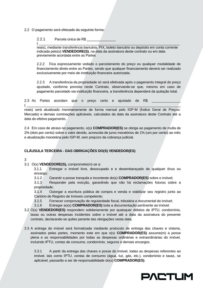 CONTRATO DE COMPRA E VENDA A VISTA - ASSINATURA