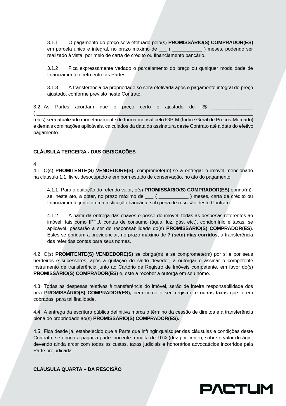 CONTRATO DE PROMESSA DE COMPRA E VENDA E CESSÃO DE DIREITO - ASSINATURA