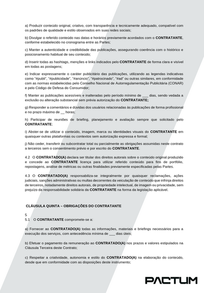 CONTRATO DE PARCERIA COM INFLUENCIADOR - ASSINATURA