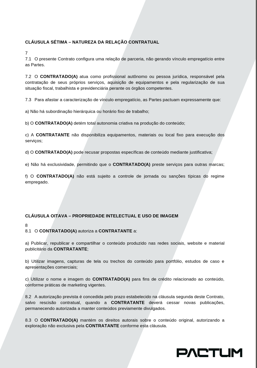 CONTRATO DE PARCERIA COM INFLUENCIADOR - ASSINATURA