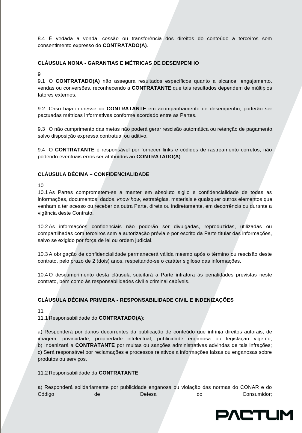 CONTRATO DE PARCERIA COM INFLUENCIADOR - ASSINATURA